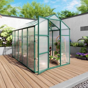 Gulches 6x10FT Windproof Polycarbonate Greenhouse Raised Base Anchor High Headroom Aluminum Heavy Duty All Season Outdoor Backyard - 1 of 4