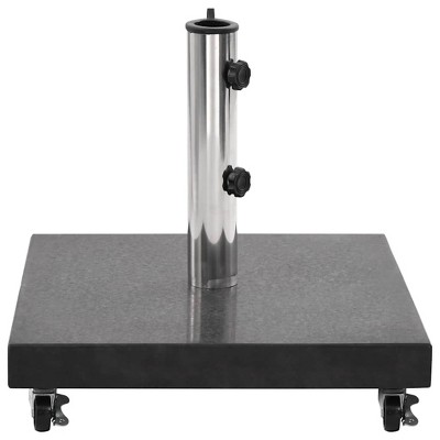 Granite Square Black Parasol Base with Stainless Steel Pole Holder