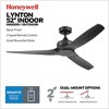 Honeywell Lynton 52" Ceiling Fan, Contemporary Indoor or Outdoor Fan with Dual Mounting Options, Remote, & 3 Reversible Blades, Matte Black - 2 of 4