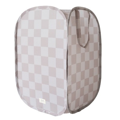 3 Sprouts Baby & Kids Recycled Fabric Pop-up Laundry Hamper - Checkerboard Beige