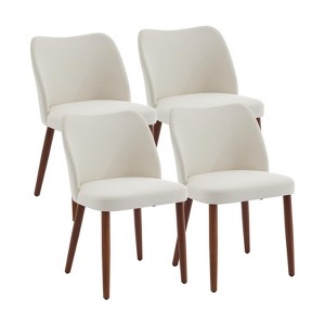 Coucheta White 4-Pack Linen Dining Chairs - Wingback Upholstered, Wood Legs & Thick Cushions - 1 of 4