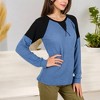 Anna-Kaci Women's Long Sleeve Waffle Knit Top with Raglan Color Block Sleeves and Crew Neck - 4 of 4