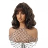Brown Short Wavy Wigs With Bangs Daily Use Natural Fake Hair For Women Party Lolita Heat Resistant Synthetic Wigs - 3 of 4