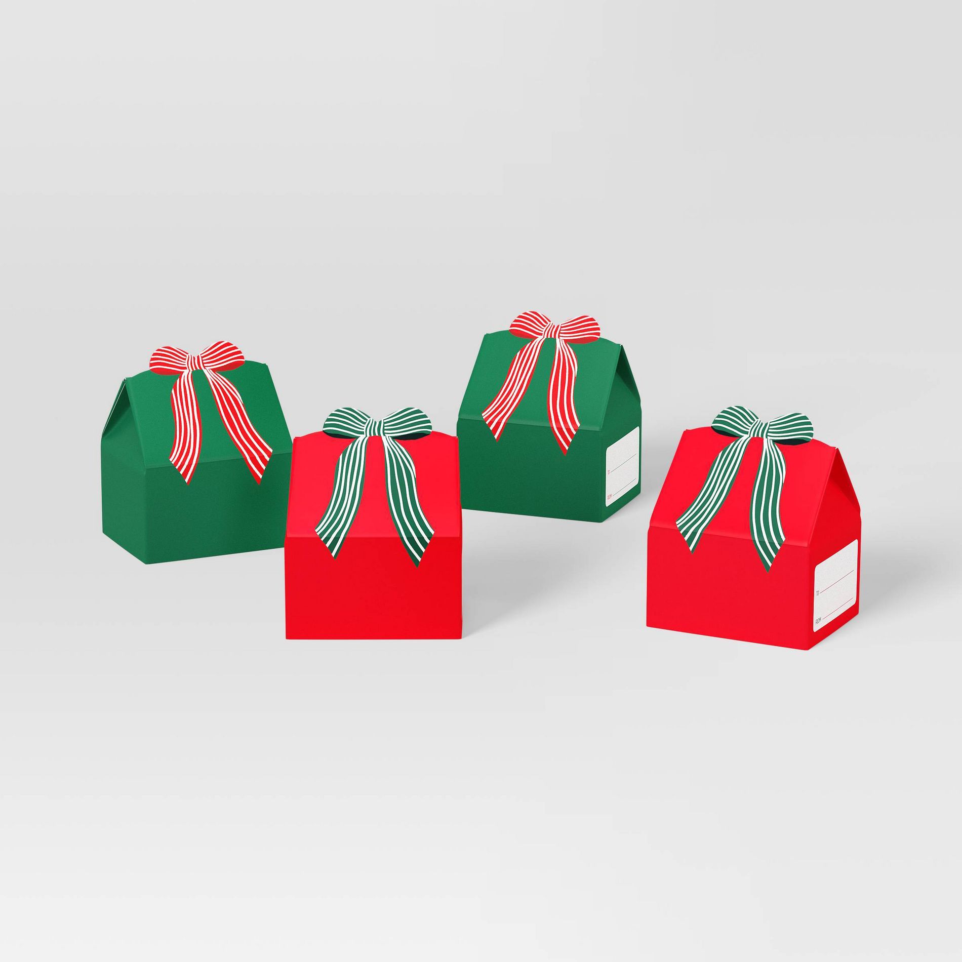 4ct Christmas Gift Boxes with Bows Red/Green - Wondershop™