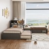 Whisen Twin Size L-shaped Platform Bed with Trundle and Drawers Linked with built-in Desk - 3 of 4