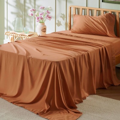 Bedsure | 3/4 Pcs Solid Embossed Soft Sheet & Pillowcase Bedding Set