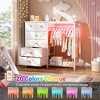 APRILSOUL White Dresser for Bedroom with  Rack 6 Drawers Dresser with LED Lights Charging Station Fabric Dressers - 4 of 4