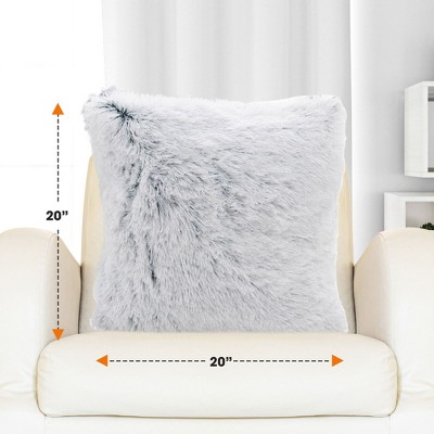 Blue Ombre Faux Fur 20" x 20" Throw Pillow Set