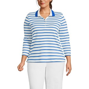 Lands' End Women's 3/4 Sleeve Supima Cotton Polo Shirt - 1 of 3