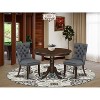 3-Piece Mahogany Finish Solid Wood Top-Round Upholstered Dining Room Set-Seats 4 - 2 of 4