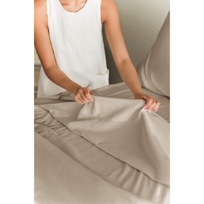 King Beige Cotton Polyester Deep Pocket Sheet Set