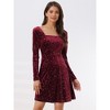 Allegra K Women's Stars Print Square Neck Vintage Velvet Mini Dress - 3 of 4