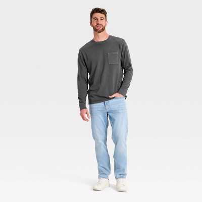 Мужские футболки Goodfellow & Co Men's Vintage Relaxed Fit Long Sleeve Pocket T-Shirt - Goodfellow & Co™ Charcoal Gray S — фото 3
