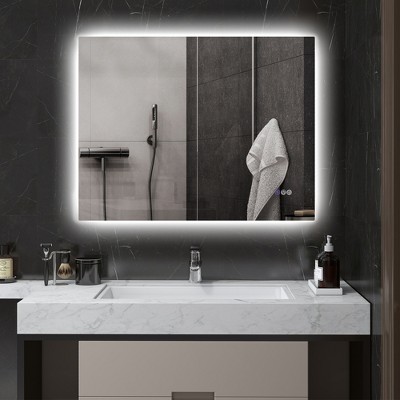 Vynxaria Modern LED Bathroom Mirror, Backlit, Anti-Fog, 35"x28"