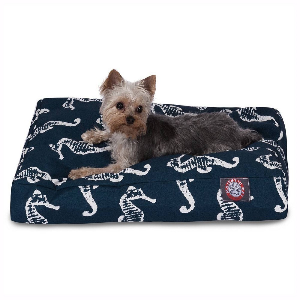 Photos - Bed & Furniture Majestic Pet Rectangle Dog Bed Navy Sea Horse - Small 