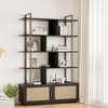 5 Tier Bookshelf with Storage Cabinet, 71 In Rattan Book Shelf with Open Display Shelves, Metal Frame Bookcase for Living Room Bedroom - 2 of 4