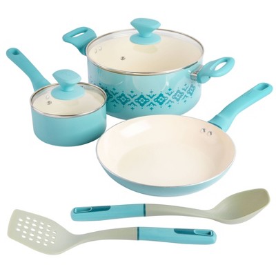 Spice By Tia Mowry Savory Saffron 2 Piece Ceramic Nonstick Aluminum Frying  Pan Set In Teal : Target