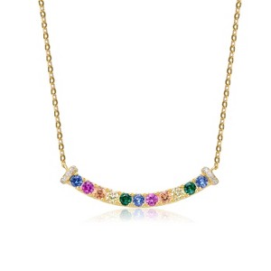 Guili Sterling Silver Necklace with Gold-Plated finish, featuring Multi-Color Cubic Zirconia Bar for a bold, colorful statement piece. - 1 of 3