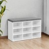 Shoe Bench with Cushion, Storage Bench with Padded Seat, Entryway Bench with 9 Compartments, for Bedroom, 11.9 x 30.9 x 18.9 Inches - 2 of 4