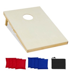 Costway 1/2 PCS 3'x2' Portable Corn Hole Game Board Includes 8 Bean Bags Solid Wood - 1 of 4