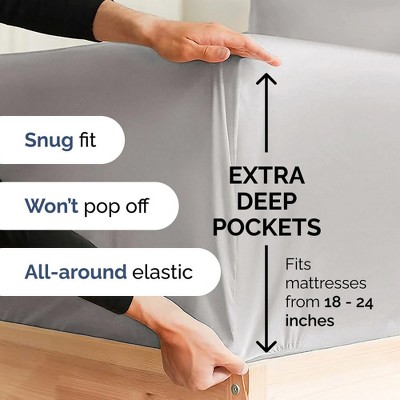 Light Grey Queen Deep Pocket Microfiber Sheet Set