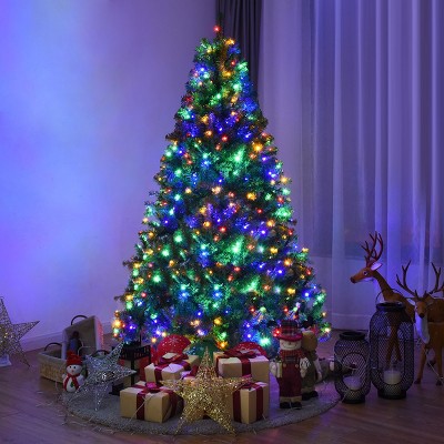 Costway 6ft Pre-lit Artificial Christmas Tree Hinged 350 Led Lights ...