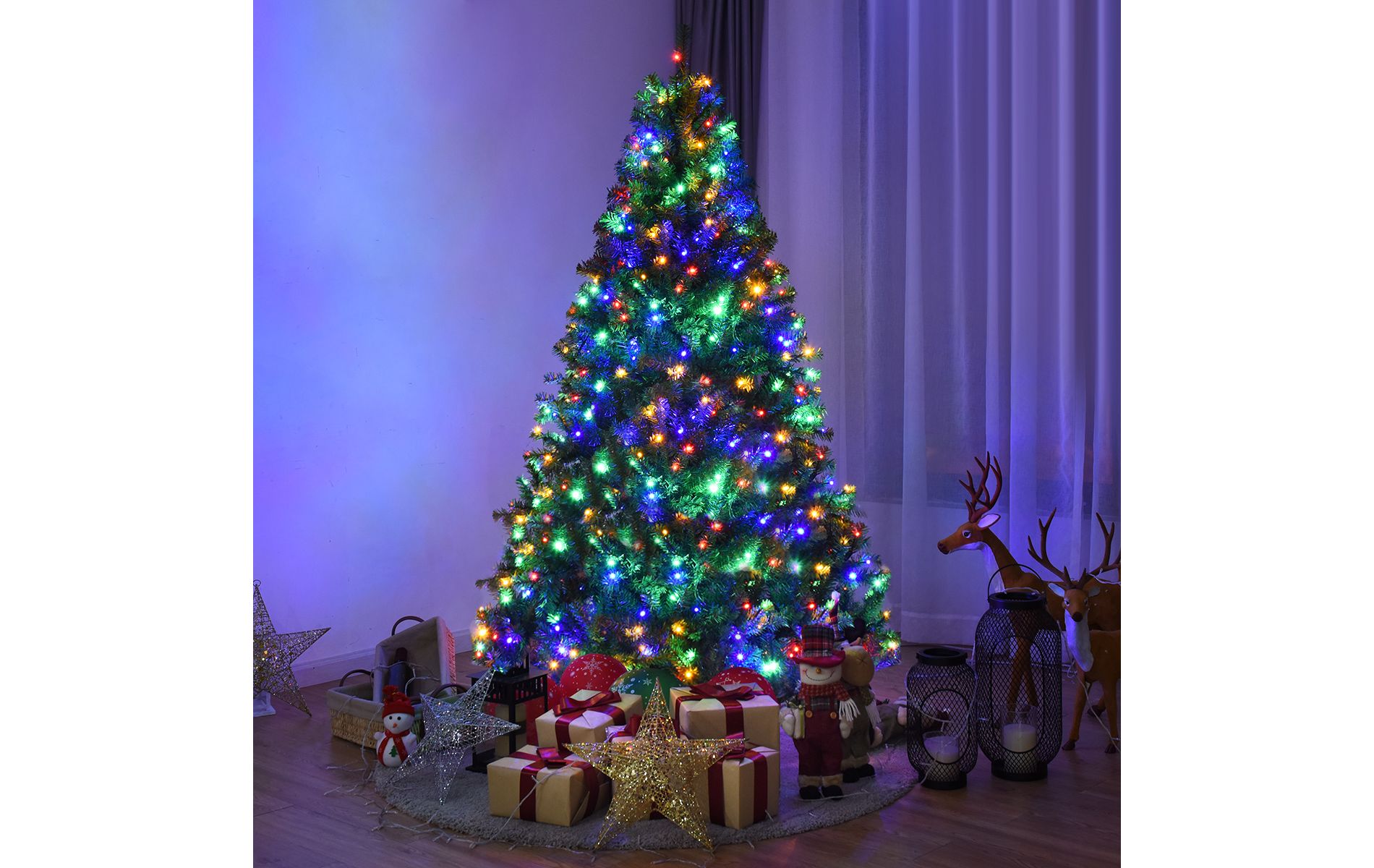 Costway 6Ft Pre-Lit Artificial Christmas Tree Hinged 350 LED Lights