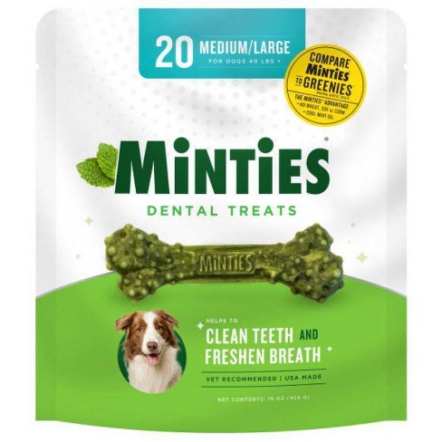 Vetiq Minties Dental In Peppermint Flavor Dog Treat Medium