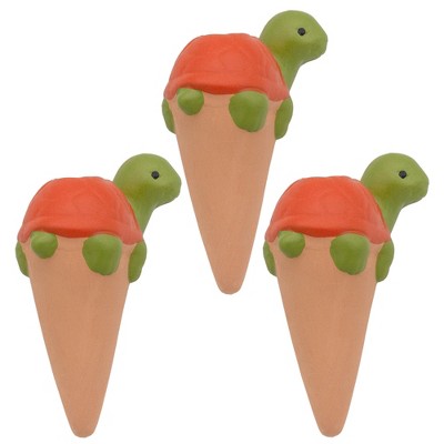 Esterno Turtle Self-Watering Spikes, 3pk; Terracotta Clay Plant Auto-Watering Stakes, Turtle-Shaped