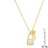 Steeltime Ladies stainless steel mother of pearl and simulated diamonds tiny lock (Lucky) and key necklace. Color Options: Silver, Gold, Rose Gold - 3 of 4