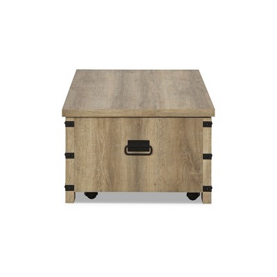 Beige Rectangular Lift-Top Coffee Table with Storage