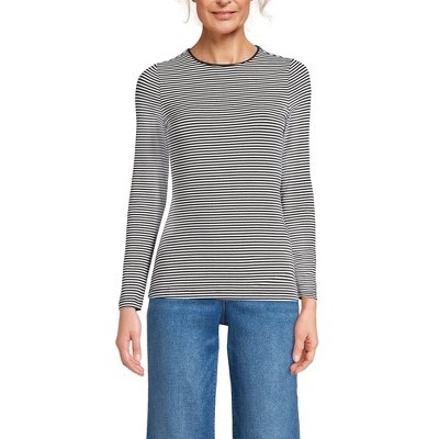 Lands' End Women's Plus Size Lightweight Jersey Skimming Long Sleeve Crew Neck T-shirt