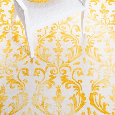 Handmade Ivory and Gold Wool Rectangular Accent Rug, 2' x 3'