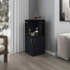 42.6''Toyei Corner Bar Cabinet with Bottle Rack, Open Shelves, and Hidden Storage, Black - 2 of 4