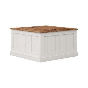 LIVAREEmlen 31.5" Farmhouse Coffee Table, Square Wood Center Table with Hinged Lift Top and Large Hidden Storage Compartmen for Living Room-White - 1 of 4