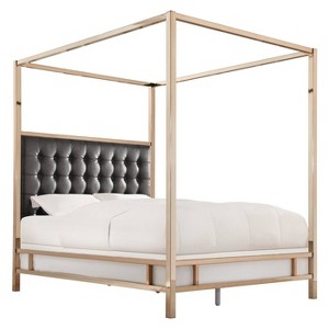 Manhattan Champagne Gold Canopy Bed - King - Black - Inspire Q