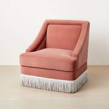 Alberhill Velvet Accent Chair with Fringe Pink - Opalhouse™ designed with Jungalow™
