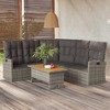 vidaXL 2 Piece Patio Lounge Set, Grey Poly Rattan with Cushions - Durable, Weather Resistant, Adjustable Acacia Wood Tabletop, Comfortable Seating - 2 of 4
