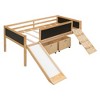 CAVINAS Twin Size Loft Bed with Storage Boxes & Blackboard & Slide,Wooden Bed Frame for Kids Room,Bedroom - 2 of 4