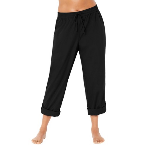 Swim 365 Women's Plus Size Taslon® Cover Up Capri Pant, 22/24 - Black :  Target