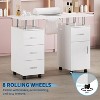 Manicure Table Nail Desk, with Dust Collector, Wrist Cushion, Nail Desk Salon Station w/Storage Cabinet, 4 Drawers and and Lockable Wheels - 3 of 4