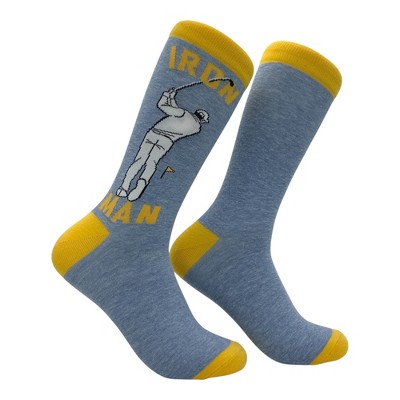 Crazy Dog Men's Iron Golf Socks Funny Sarcastic Golfing Graphic Novelty Footwear for Men