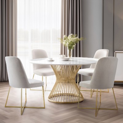 Well Woven Rachelle Velvety Soft Modern Accent Chairs With Metal Legs - Perfect for Vanity, Living Room,Office, Dining Room