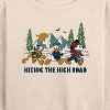 Women's - Disney - Mickey Donald Pluto Hiking The High Road Lightweight French Terry Wide Neck Long Sleeve Shirt - 2 of 4