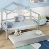 Infans Twin House Bed with Trundle with Roof and Fence Rails Wooden Platform Bed Frame - 4 of 4