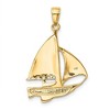 Black Bow Jewelry 14k Yellow Gold, Blue and White Enameled 2D Sailboat Pendant - 3 of 4