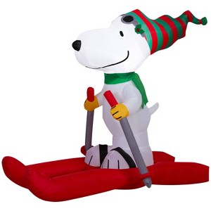 4.5’ Peanuts Snoopy on Skis Christmas Indoor/Outdoor Lighted Inflatable - 1 of 4