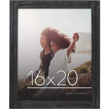 Americanflat 16x20 Rustic Picture Frame in Black with Textured Wood and Plexiglass Cover - Horizontal and Vertical Formats for Wall