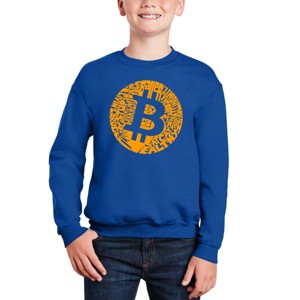LA Pop Art Bitcoin - Boy's Word Art Crewneck Sweatshirt - 1 of 3