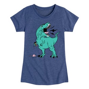 Girls' - Instant Message - Trex Ice Cream Fitted Short Sleeve Graphic T-Shirt - 1 of 4